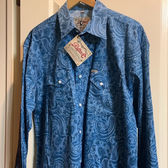 Rafter C Mens “Cowboy Collection” Shirt.       Size Large.  Pearl snaps. - Picture 5 of 5